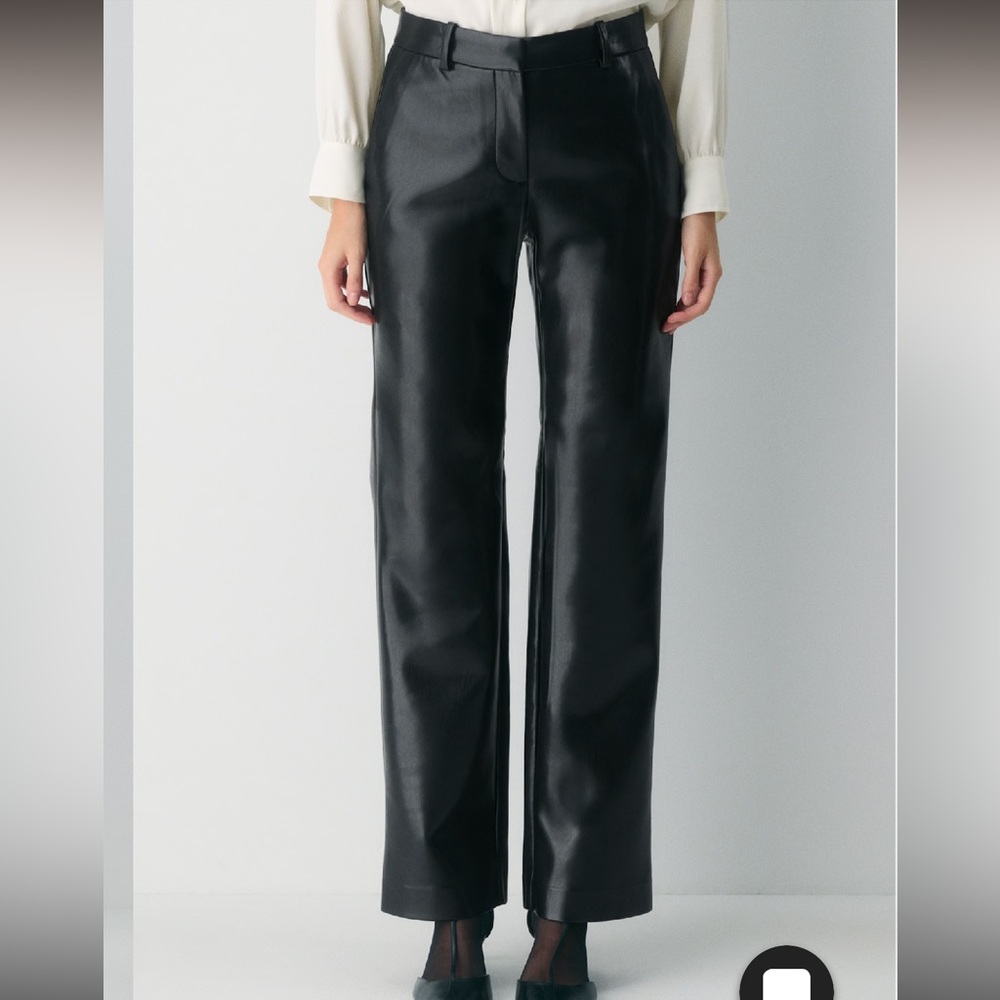 Babaton black faux leather Straight-Leg Pants